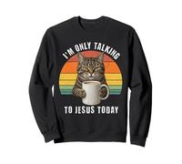 Oggi Parlo Solo con Gesù, Cat Coffee Humor Felpa
