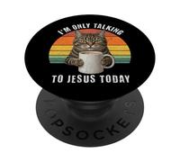 Oggi parlo solo con Gesù, Cat Coffee Humor PopSockets PopGrip Adesivo