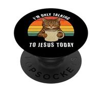 Oggi parlo solo con Gesù Cat Coffee PopSockets PopGrip Adesivo