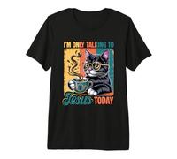 Oggi Parlo Solo con Gesù Christian Black Cat Coffee Maglietta Premium
