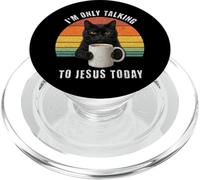 Oggi parlo solo con Gesù Grumpy Black Cat Coffee PopSockets PopGrip per MagSafe