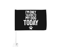 Oggi parlo solo con il mio cane, divertente regalo umoristico, bandiera per auto, 12 x 18, bandiere per auto, decorazione per finestrini auto, impermeabili, bandierine per finestrini auto, clip per fi