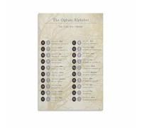 Ogham Alphabet Educational Chart, Ancient Celtic Tree Alphabet Poster, Canvas Wall Art Print for History Study, Library, Office Decor(Framed,16x24inch(40x60cm))