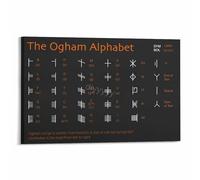 Ogham Runes Alphabet Poster, Ancient Celtic Language Educational Wall Art, Canvas Print for Historians, Writers, Living Room Decor(Unframed,08x12inch(20x30cm))