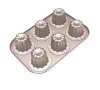 OGIBRIDI Stampo per Cannelé Torte Stampo Bordelais Antiaderente Stampi per Panna Cotta Teglia da Forno Cannele per 6 Canelé Budino Gelatina Muffin Mini Tortine Dolci - Acciaio al Carbonio