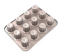OGIBRIDI Stampo per Cannelé Torte Stampo Bordelais Antiaderente Stampi per Panna Cotta Teglia da Forno Cannele per 12 Canelé Budino Gelatina Muffin Mini Tortine Dolci - Acciaio al Carbonio
