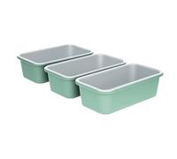 OGIBRIDI Stampo per Pane Tostato Antiaderente Stampo Rettangolare in Cassetta Teglia per Forno per Panini Pane Cottura Acciaio Aluminizzato Verde Grigio 23.1x12.9x6.7cm Set da 3 Pezzi