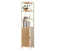 Ogimeka Armadietto da bagno in bambù, impermeabile, sottile con 3 scomparti aperti e 1 armadio, mensola da bagno, scaffale per soggiorno, camera da letto, cucina (A)