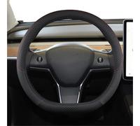OGJFD Copri Volante per Tesla per Model 3 2016-2023 9 Colori Coprivolante Auto in Pelle PU Accessori per Auto Antiscivolo Coprivolante in Pelle(Nero)