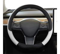 OGJFD Copri Volante per Tesla per Model 3 2016-2023 9 Colori Coprivolante Auto in Pelle PU Accessori per Auto Antiscivolo Coprivolante in Pelle(Bianco)