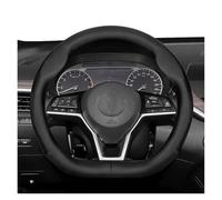 OGJFD Volante Coprivolante per Nissan per Teana per Qashqai per X-Trail per Kicks per Rogue Coprivolante A Forma di D Pelle in Microfibra Ultra Sottile Copri Volante(Punched Black)