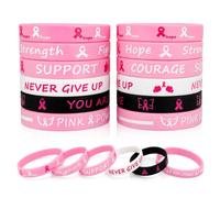 OGLYMRA 12 Braccialetti in Silicone per Ottobre Rosa - 6 Disegni Motivazionali con Messaggi di Speranza e Forza, per Eventi di Sensibilizzazione e Solidarietà