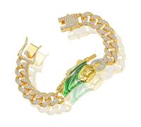 OGLYMRA Collana Uomo a Catena Cubana Iced Out, con Gesù Braccialetto, Catena Cubana Miami da Collana o Braccialetto di Diamanti Placcato Oro Argento Hip Hop Gioielli Regalo per gli Uomini