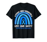 Ogni Bambino merita la prevenzione degli abusi sui minori Blu Love Care Maglietta