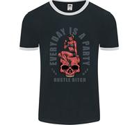 Ogni Giorno È Una Festa Hustle Skull Alcohol Uomo Ringer T-Shirt FotL