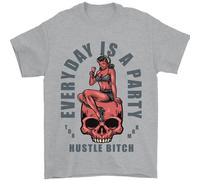 Ogni Giorno È Una Festa Hustle Skull Alcol Uomo T-Shirt 100% Cotone