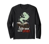 Ogni Libro ha Uno Spirito bibliotecario Bookworm Halloween Ghost Maglia a Manica