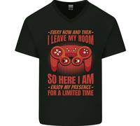 Ogni Ora & Poi I Foglie il Mio Room Gamer Uomo Scollo A V Cotone T-Shirt