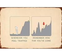 Ogni volta che ti senti intrappolato, ricorda quanto sei arrivato lontano, cartello in latta, decorazione per la casa, targa da parete retrò in alluminio per giardino, garage, casa, ufficio, bar, clu
