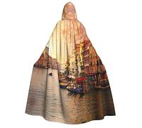 OGNOT Bellissimo mantello con cappuccio unisex con vista sul canale di Venezia, mantello di Natale per Halloween, costume per feste e cosplay, costume da strega
