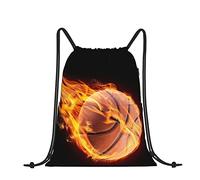 OGNOT Borsa dello zaino del cordone della spiaggia dell'onda del cielo chiaro,Sackpack sportivo resistente all'acqua,Borsa da nuoto per le donne degli uomini, Basket in fuoco, Taglia unica