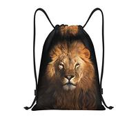 OGNOT Flower Paris Torre Eiffel stampata zaino con coulisse resistente all'acqua borsa sportiva sacca da palestra, per uomini e donne, Leone animale africano, Small