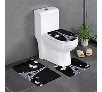 OGNOT Set di 3 tappeti da bagno con torre Eiffel, tappetini da bagno, antiscivolo, assorbenti per bagno, doccia