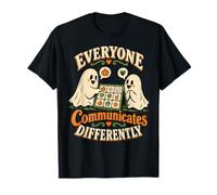 Ognuno comunica diversamente Halloween SLP Speech Ghost Maglietta