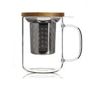 OGO LIVING - tisana gustave 450ml - 7912005 - Ideale per tè, tisane, infusi e rooibos - tazza da tè in vetro e coperchio in legno di acacia