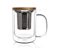 OGO LIVING - Tisaniere gustave 350ml - 7912004 - Ideale per tè, tisane, infusi e rooibos - tazza da tè in vetro e coperchio in legno di acacia