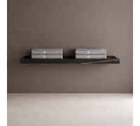 OGOMONDO Astrid Mensola Inferiore per Lavabo Consolle Sospeso Artificial Stone, da Bagno, Nero e Nocciola Venato, 100 x 43 x 5 cm, Rettangolare