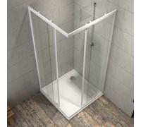 Ogomondo Box Cabina Doccia Angolare Corner Due Ante Scorrevoli Cristallo Temprat