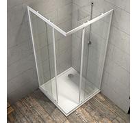 Box cabina doccia angolare con due ante scorrevoli in cristallo temprato trasparente - CONFEZIONE: 1 pz., Misure: 86.5-89.5x86.5-89.5xh185 cm Trasparente