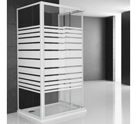 Ogomondo Box Cabina Doccia Corner 3 Lati Cristallo Temprato Serigrafato 80x80x80