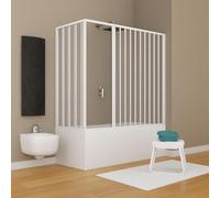 OGOMONDO Box Parete Vasca Estensibile in PVC, Doppia Anta a Soffietto, Chiusura Magnetica, 150 cm, Bianco (Bianco, 70x170 cm)