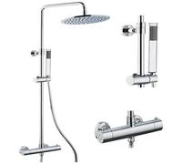 OGOMONDO - Colonna Doccia Attrezzata Ottone Cromato Soffione Tondo Doccetta Rubinetto Termostatico