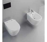 Ogomondo Coppia Sanitari FUN Sospesi Vaso Bidet Sedile frizionato fissaggi