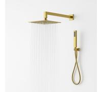 Set Per Doccia Soffione Quadro In Acciaio Inox 25x25 Millimetri Color Oro - : , CONFEZIONE: 1 pz., Finitura-: Oro Lucido