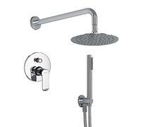 Kit Doccia Tondo 1 Completo di Soffione Doccetta Miscelatore con Deviatore Slim