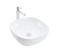 Ogomondo Lavabo Da Appoggio Ceramica Bianco Quadrato Tondeggiante 44x44x14 Cm