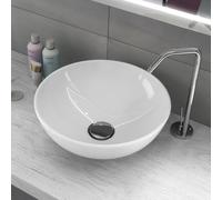 Ogomondo Lavabo Da Appoggio Ceramica Bianco Tondo Lavandino 41,5x41,5x13,5 Cm