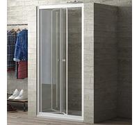 Ogomondo Porta Doccia a Soffietto Book Cristallo Temprato Bianco (1, 71-75xh190 cm Trasparente)