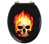 Sedile Wc Copri Water Universale Frizionato Bianco MDF Chiusura Rallentata - CONFEZIONE: 1 pz., Fantasia: Black Stone