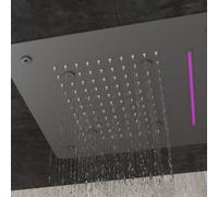 Ogomondo Soffione LED a Soffitto Da Incasso Con Cascata Acciaio NERO Quadro - : , CONFEZIONE: 1 pz.