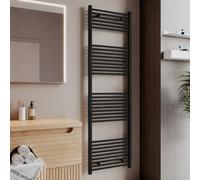Termoarredo bagno scaldasalviette acciaio radiatore calorifero termosifone nero opaco - CONFEZIONE: 1 pz., Misure: H1800xL500xI450 33 TUBI