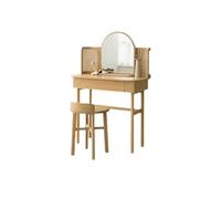 OGOODLE Tovaglia Tavolo da toeletta in legno con sgabello, tavolo da trucco moderno in rattan, mobiletto portaoggetti for camera da letto, scrivania Scrivania