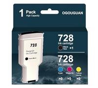 OGOUGUAN Cartuccia d'inchiostro 728 300ML compatibile con HP DesignJet T730 e T830 e testina di stampa HP 729 DesignJet (1 nero)