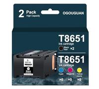 OGOUGUAN T8651 8651XL Cartucce d'inchiostro compatibili per Epson Workforce Pro WF-M5191 M5190 M5690 M5693 M5193 Stampante (2 Nero)