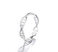 Ogquaton Anelli di barretta aperti regolabili a spirale creativi a DNA per ragazze da donna placcati in argento resistenti e utili