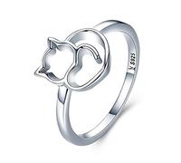 Ogquaton - Anello aperto da donna con gattino, personalizzabile, placcato in platino, comodo e pratico